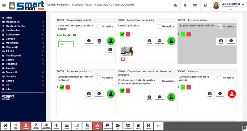 Controles de calidad sobre el producto